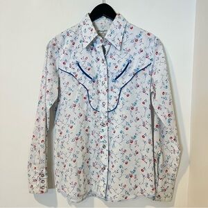 Vintage Wrangler Pearl Snap Western Floral Shirt Womens 36 Medium